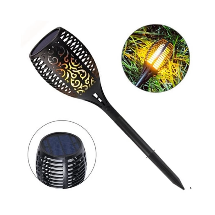 Flickering Tiki Solar Flame Torch 96 LED Outdoor Garden Path Light