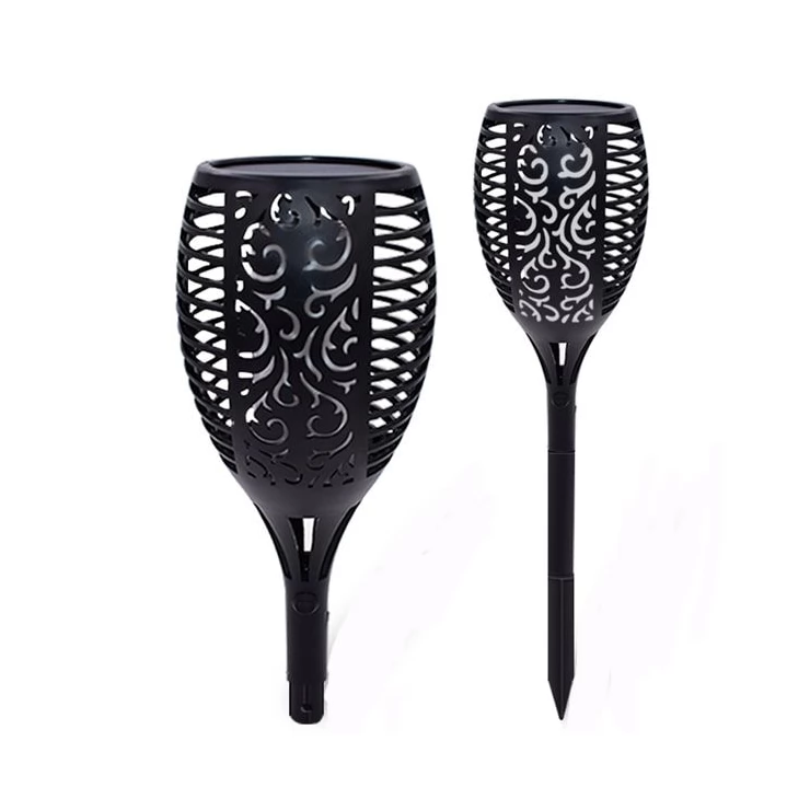 Flickering Tiki Solar Flame Torch 96 LED Outdoor Garden Path Light