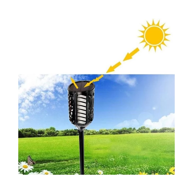 Flickering Flame Solar Tiki Light 102 LED Outdoor Torch for Garden
