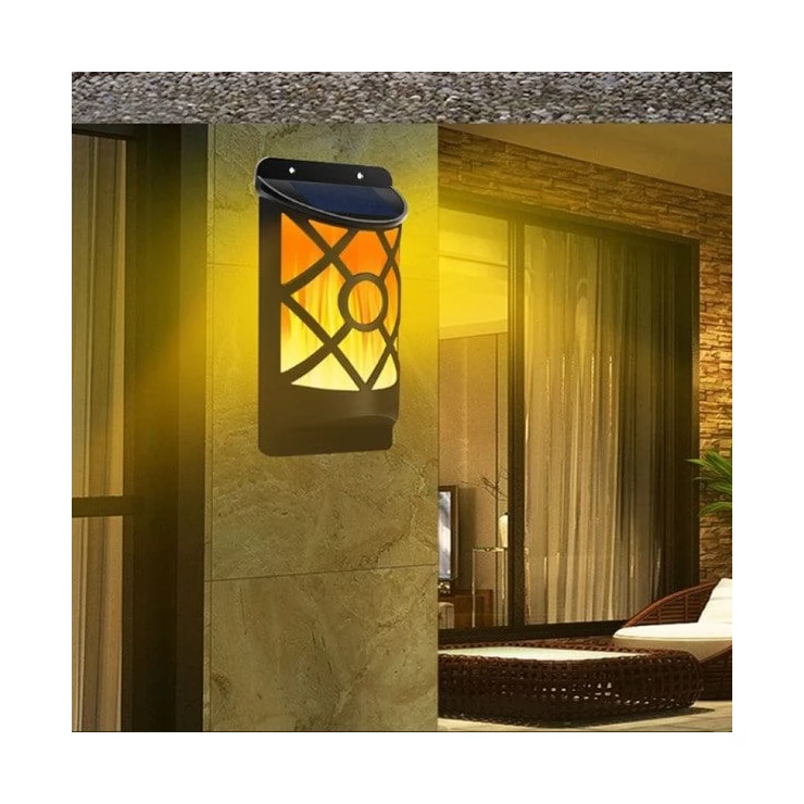 Realistic 66 LED Flickering Solar Flame Wall Light for outdoor set of 2