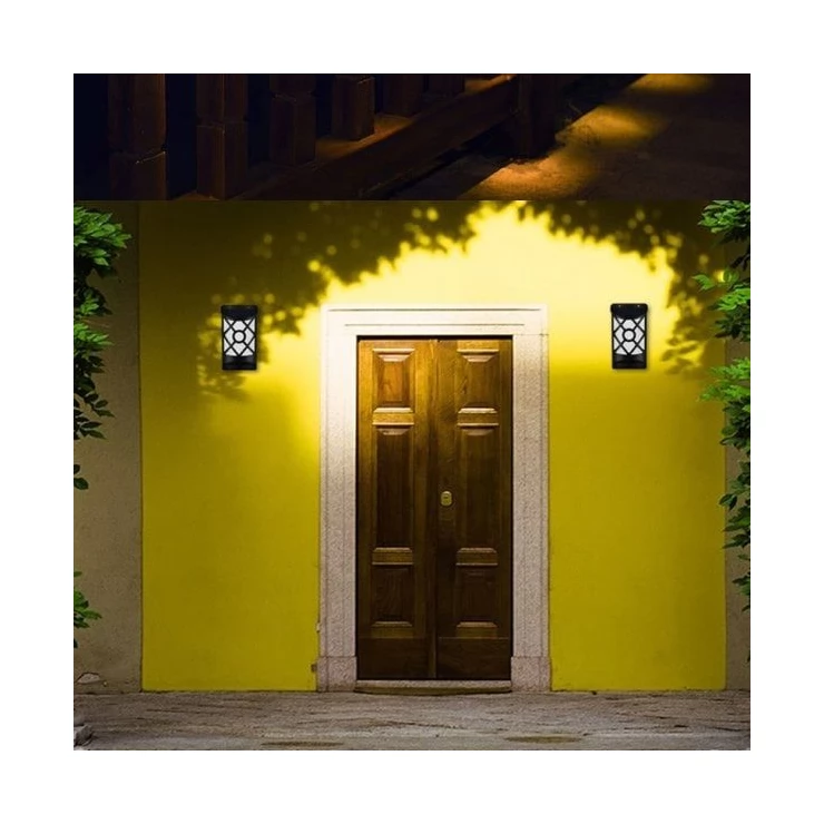 Realistic 66 LED Flickering Solar Flame Wall Light for outdoor set of 2