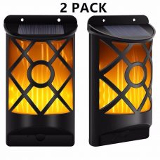 Realistic 66 LED Flickering Solar Flame Wall Light for outdoor set of 2