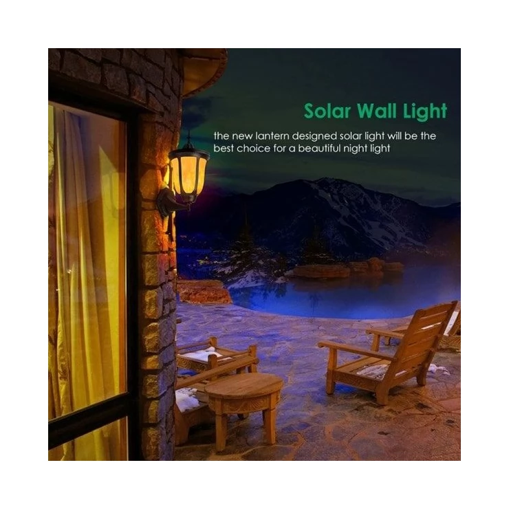 Stylish Outdoor 96 LED Solar Flame Lamp - Wall Flickering Effect Light