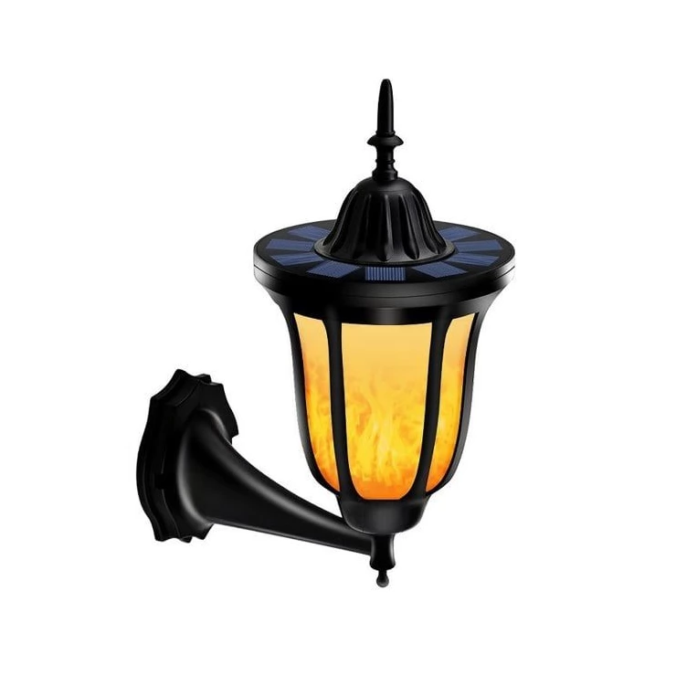 Stylish Outdoor 96 LED Solar Flame Lamp - Wall Flickering Effect Light