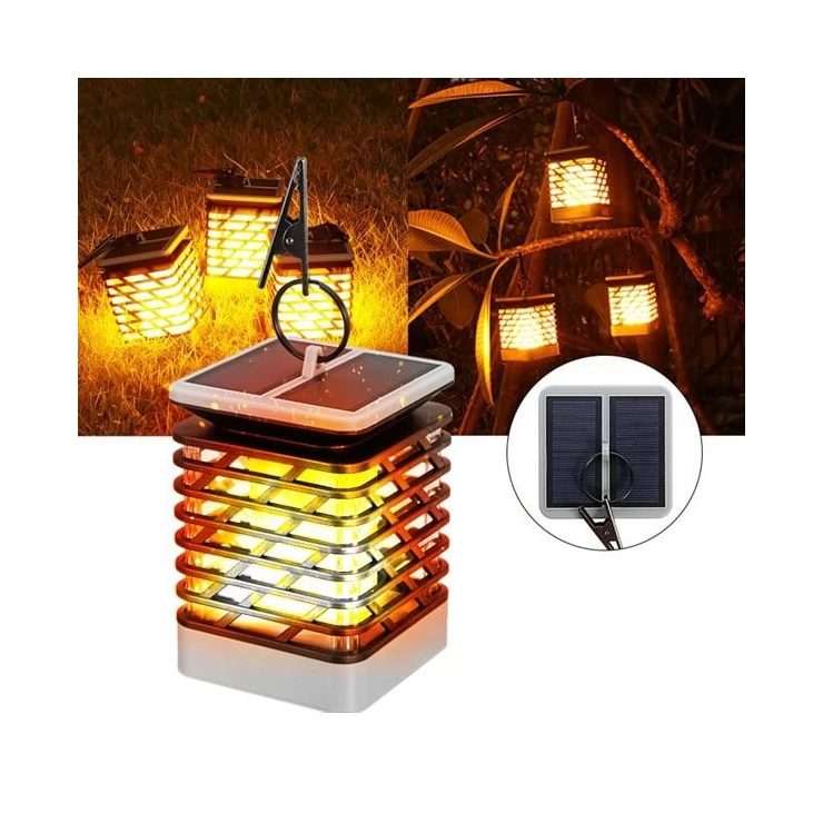 Outdoor 75 LED Solar Flame Lantern - Hanging Light Garden Decoration