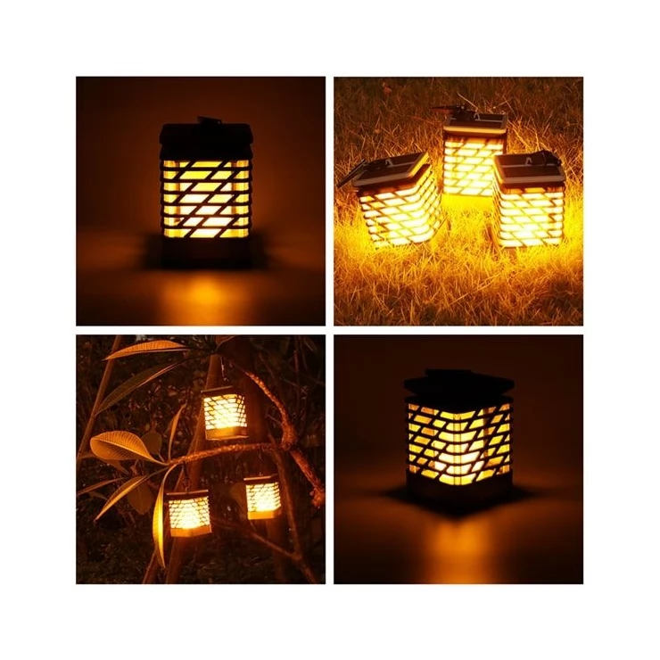 Outdoor 75 LED Solar Flame Lantern - Hanging Light Garden Decoration