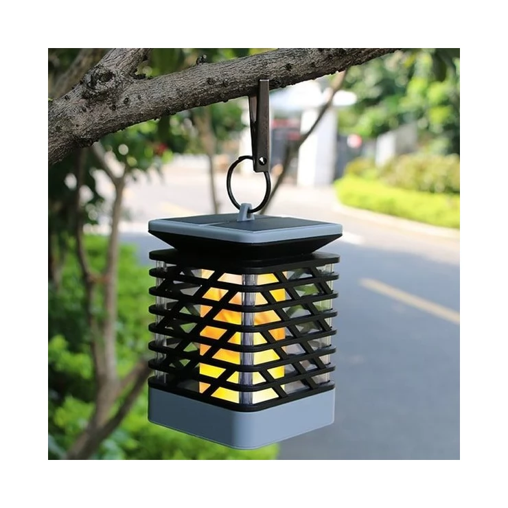Outdoor 75 LED Solar Flame Lantern - Hanging Light Garden Decoration