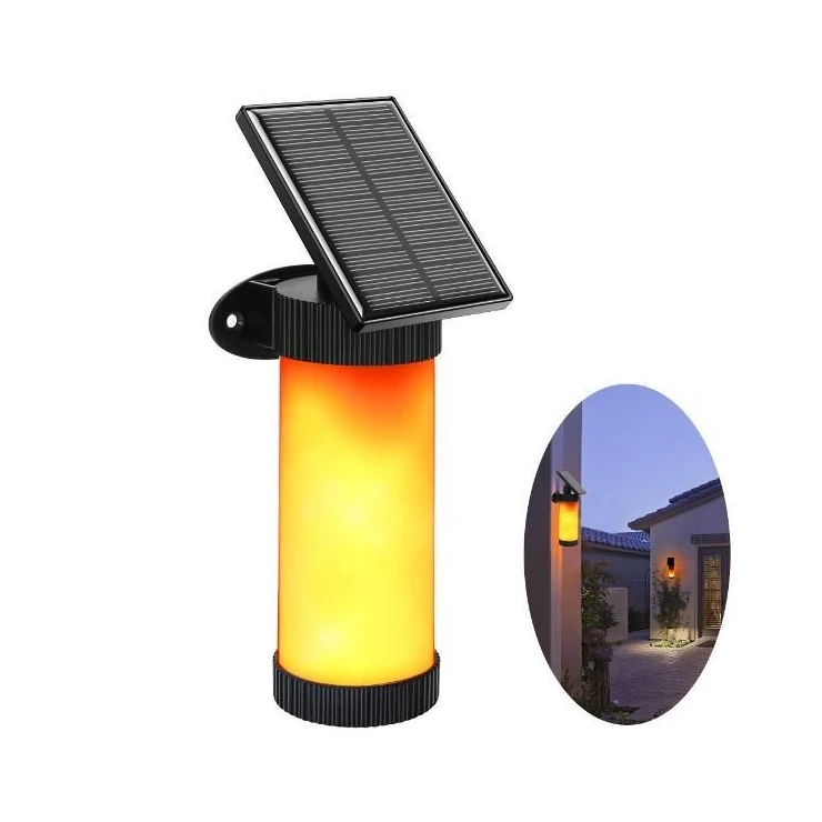 Dancing Flame Solar Flickering Light outdoor 102 LED Wall Lamp with Light Control and 3 lighting modes for Garden Patio Pathway