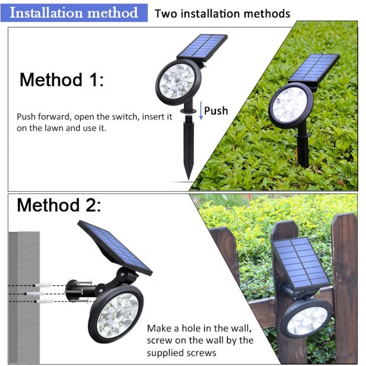 Outdoor Bright 9 LED Solar Garden Spotlight Landscape Tree Decoration