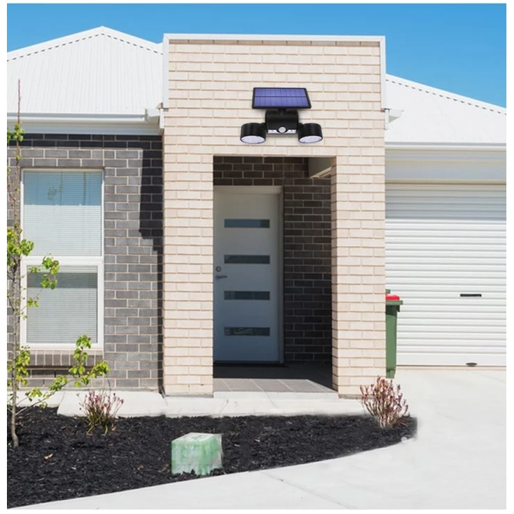 Adjustable Angle Dual 30 LED Solar Wall Security Spotlight with Sensor