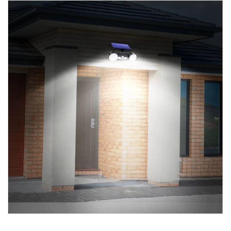 Adjustable Angle Dual 30 LED Solar Wall Security Spotlight with Sensor