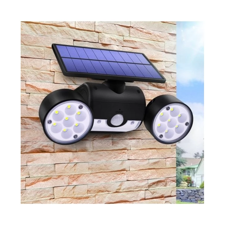 Adjustable Angle Dual 30 LED Solar Wall Security Spotlight with Sensor