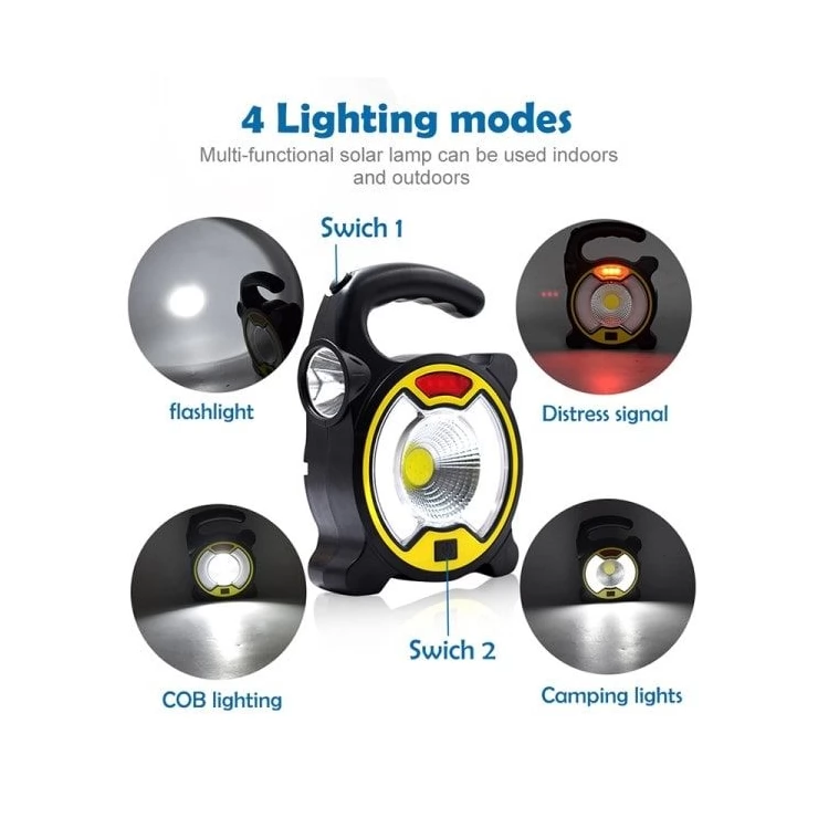 Multifunctional COB LED Emergency Solar Camping Light with USB Cable
