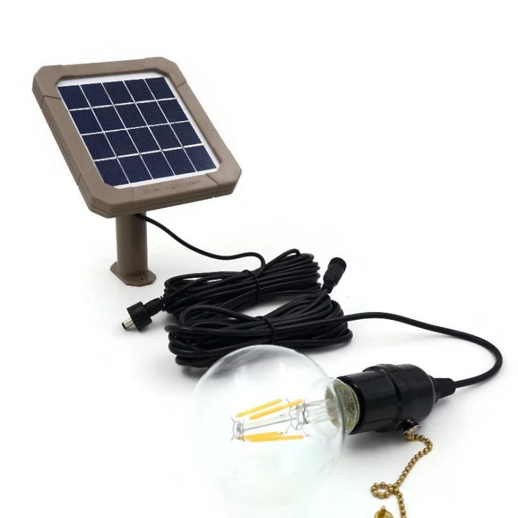 Vintage Indoor Solar Shed Light Single LED Warm White Bulb Compact Lamp