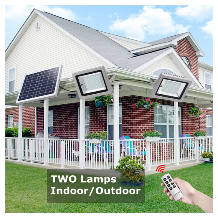 Universal Powerful Solar Flood Light Double LED Head Remote Control