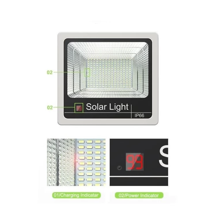 Commercial Grade Solar Flood Light High Power Bright LED 60W 100W 120W