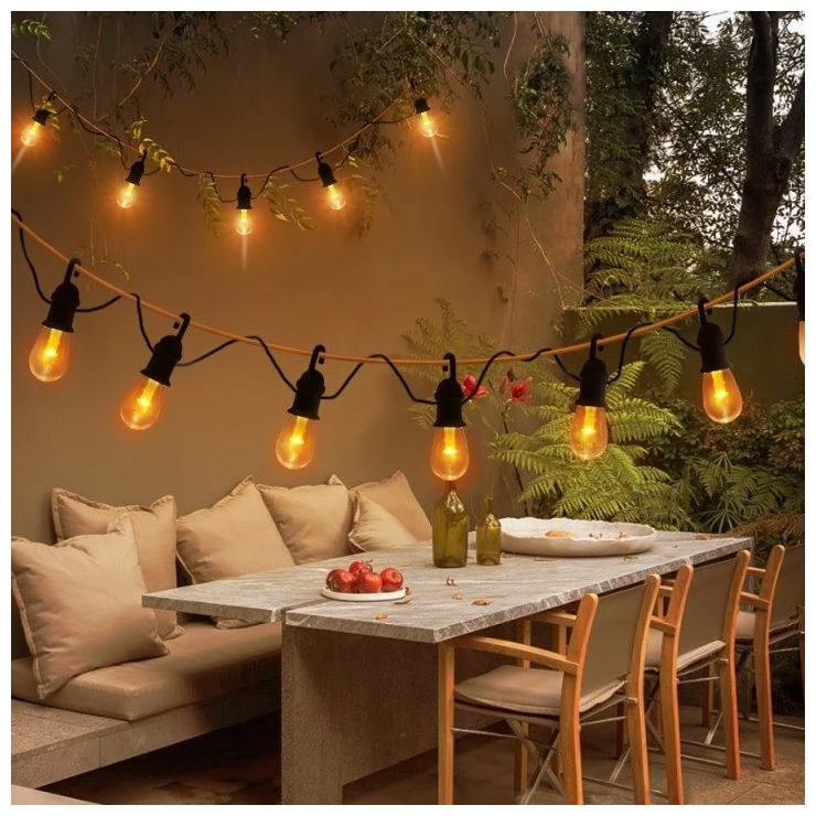 Bright Solar String Light Edison 12 Outdoor Decoration Warm White Bulbs
