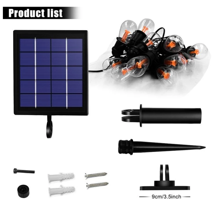 Bright Solar String Light Edison 12 Outdoor Decoration Warm White Bulbs