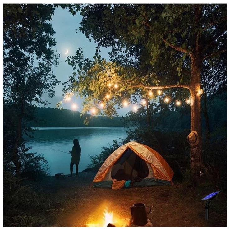 Bright Solar String Light Edison 12 Outdoor Decoration Warm White Bulbs