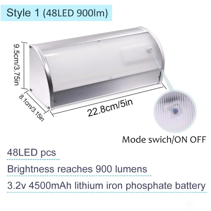 Bright Motion Sensor Solar Wall Light Aluminium Alloy Shell 4 Modes