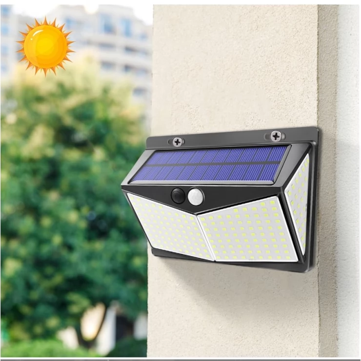 Bright 208 LED Ultra-Wide Angle Solar Wall Light Motion Sensor 3 Modes