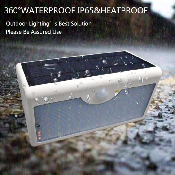 Bright 60 LED Security Solar Motion Sensor Wall Light Remote Control