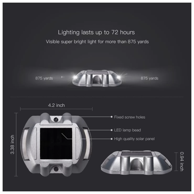 Heavy Duty Solar Road Stud Lights Safety Traffic Markers 6 LED Colours