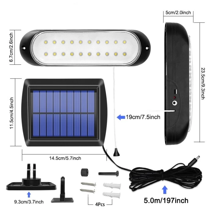 Compact Outdoor 20 LED Solar Shed Light Indoor Daytime Application