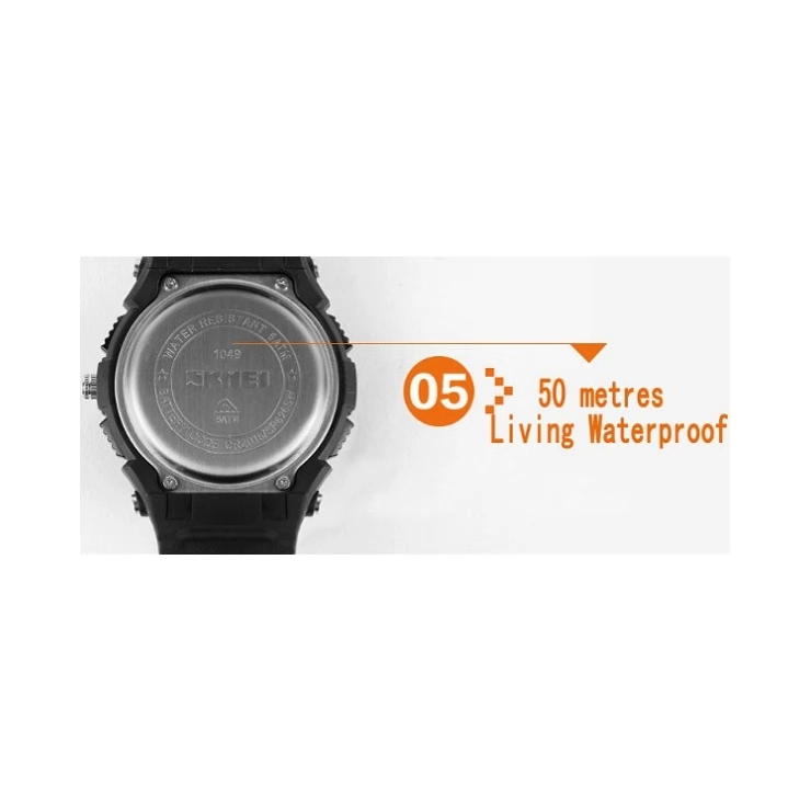 Solar Dual Time Waterproof LED Analog-Digital Watch