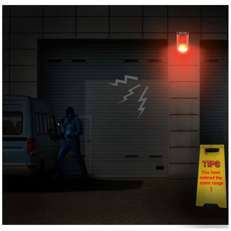 Solar Security Alarm Light Motion Sensor Warning Sound 110DB System
