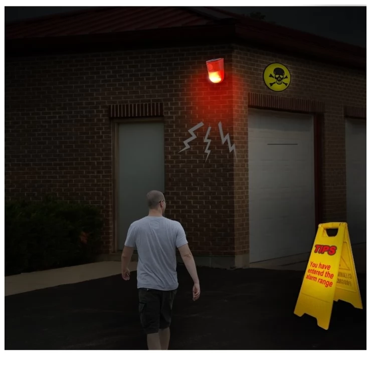 Solar Security Alarm Light Motion Sensor Warning Sound 110DB System