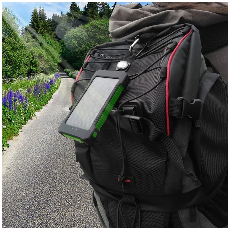 Dual USB Solar Power Bank 10000mAh Universal Battery Charger Torch