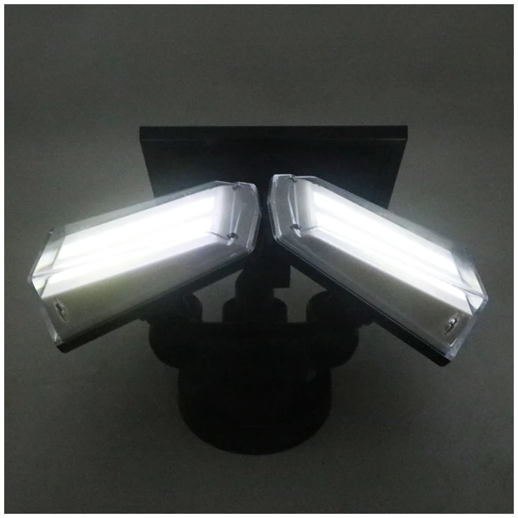 Bright 20W Dual Twin Head Solar Sensor Security Wall Light 80 COB LED