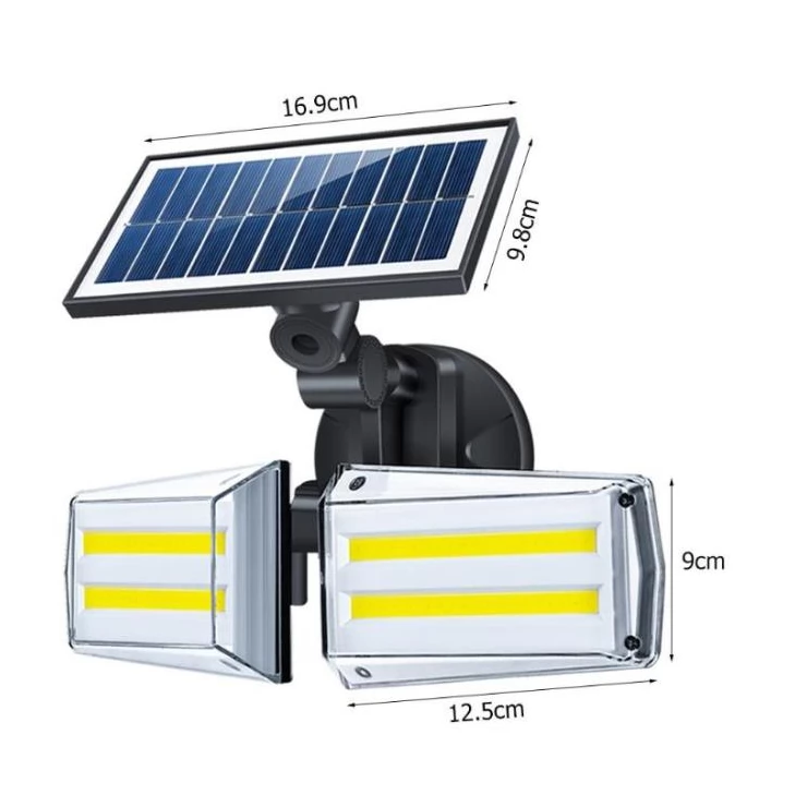 Bright 20W Dual Twin Head Solar Sensor Security Wall Light 80 COB LED