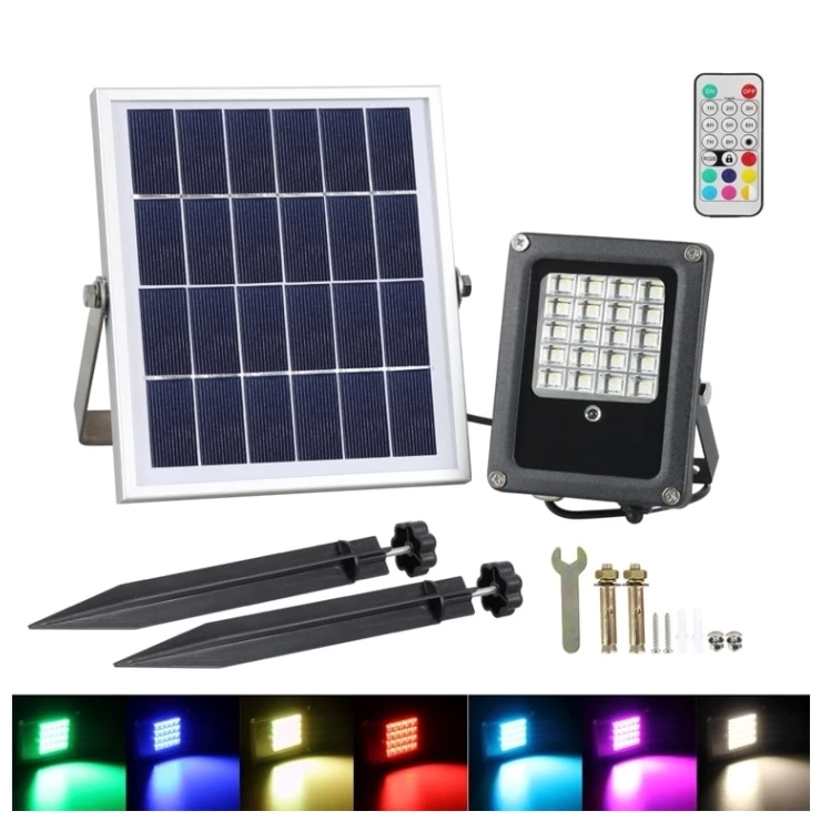 Solar Garden Flood Light RGB Colours Landscape Decoration With Remote