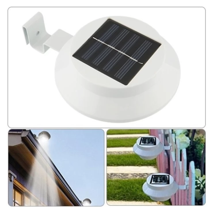 Outdoor 3 LED solar light for garden fence