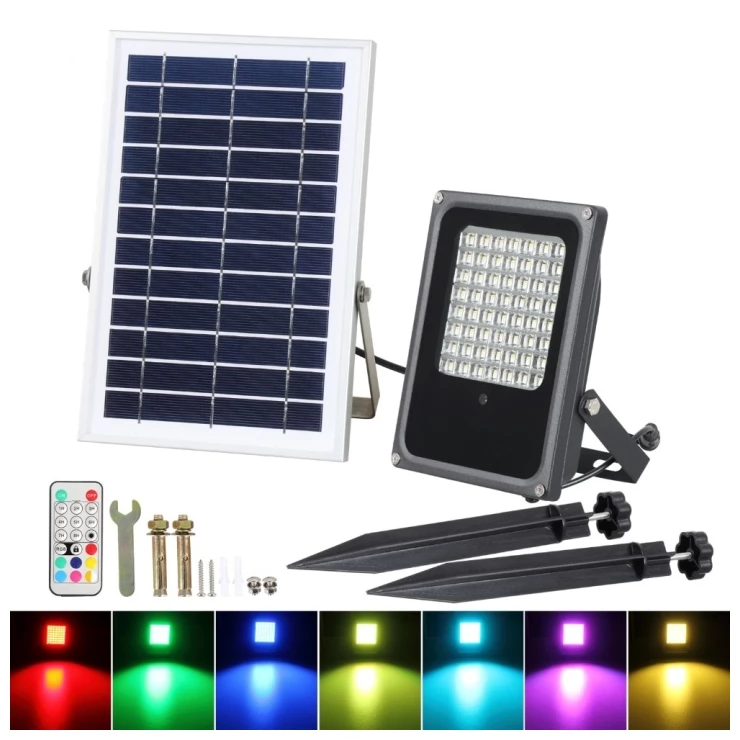 Solar Garden Flood Light RGB Colours Landscape Decoration With Remote