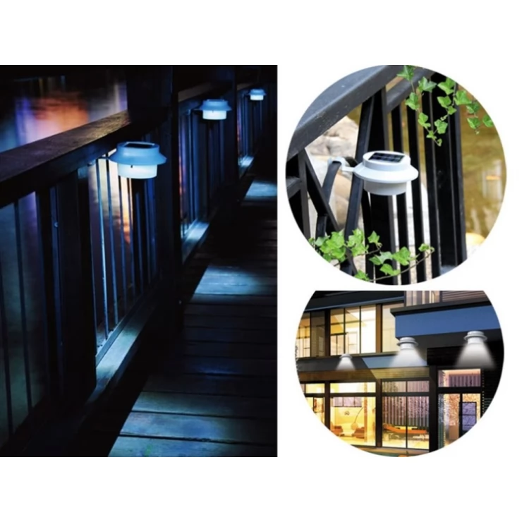 Outdoor 3 LED solar light for garden fence