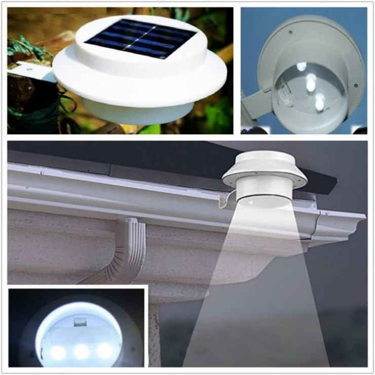 Outdoor 3 LED solar light for garden fence