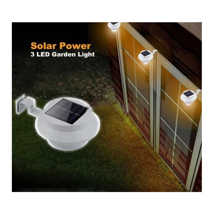 Outdoor 3 LED solar light for garden fence