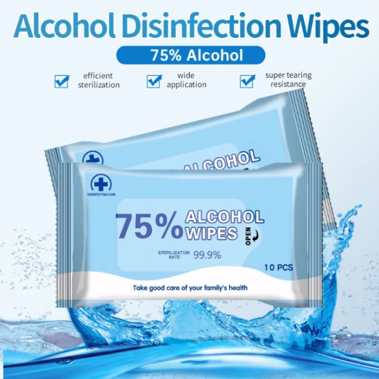 Free 75% Alcohol Hand Sanitizer Wipes Antibacterial Disposable Wet Wipes Pack
