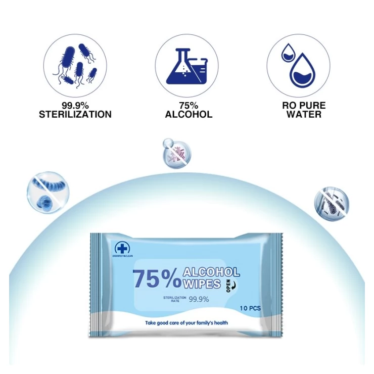 Free 75% Alcohol Hand Sanitizer Wipes Antibacterial Disposable Wet Wipes Pack