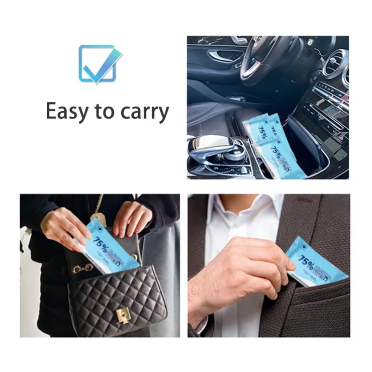 Free 75% Alcohol Hand Sanitizer Wipes Antibacterial Disposable Wet Wipes Pack