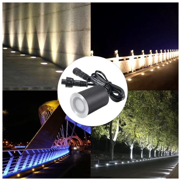 Stainless Steel In-Ground Buried Solar Deck Lights Outdoor Kit