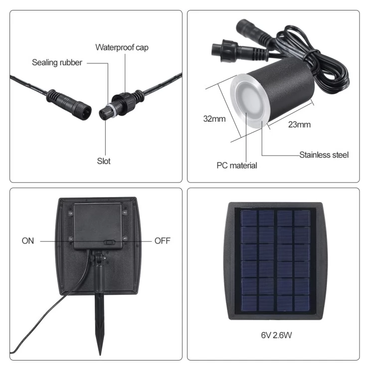 Stainless Steel In-Ground Buried Solar Deck Lights Outdoor Kit