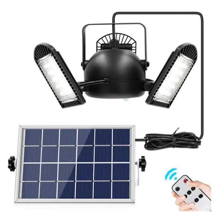 Solar Garden Ceiling Light 60 LED Three Adjustable Lamps With Remote
