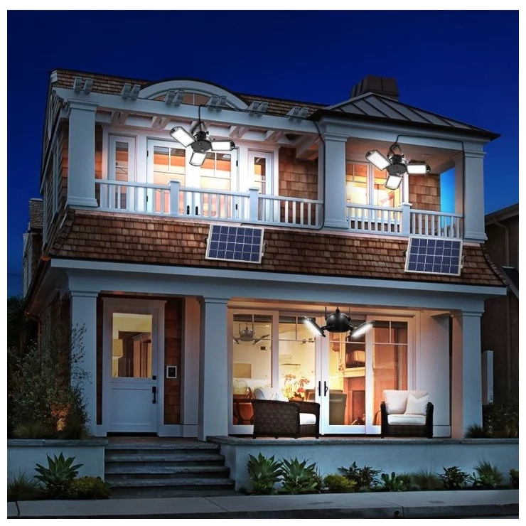 Solar Garden Ceiling Light 60 LED Three Adjustable Lamps With Remote