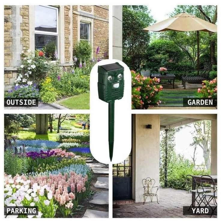 Universal Ultrasonic Solar Birds Animal Repeller PIR Sensor LED Light