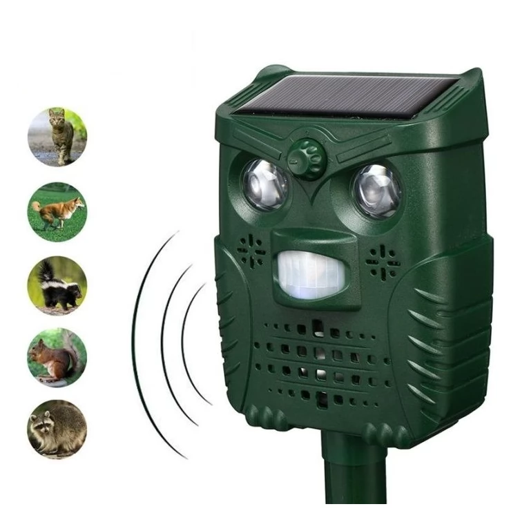 Universal Ultrasonic Solar Birds Animal Repeller PIR Sensor LED Light