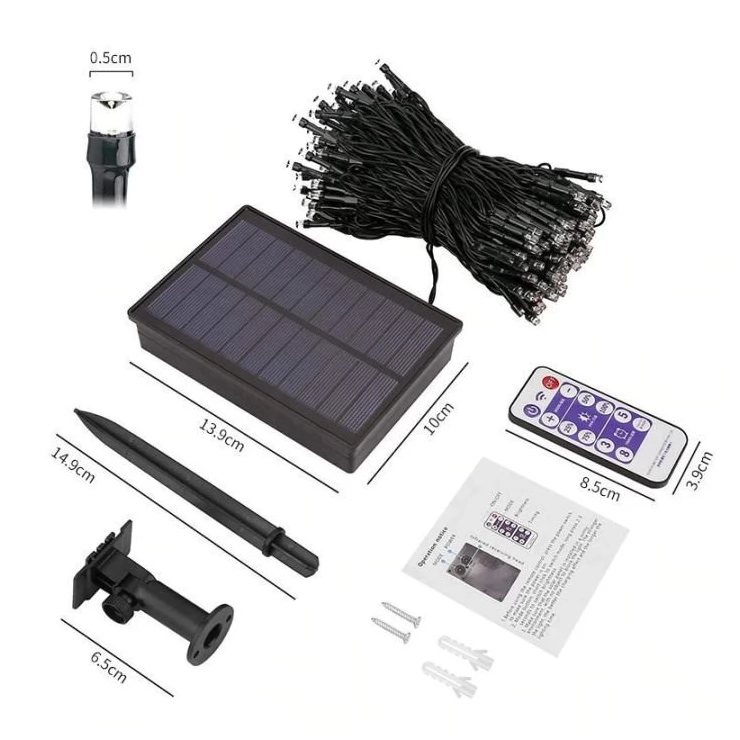 Outdoor Bright Solar Fairy Lights String 500 LED With Remote Control